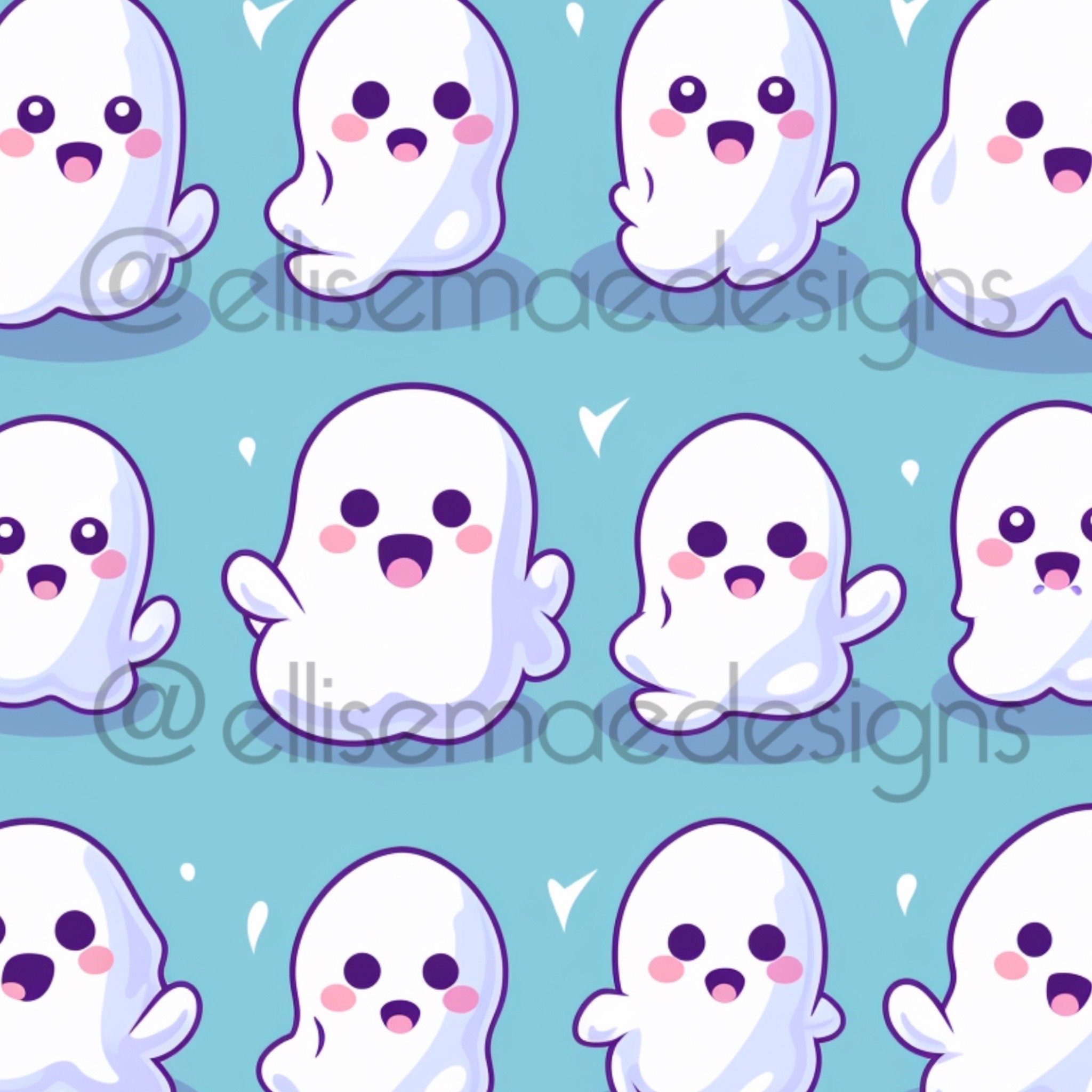 Kawaii Ghost Procreate Stamps • 80 Brush Set + Color Palette (digital ...