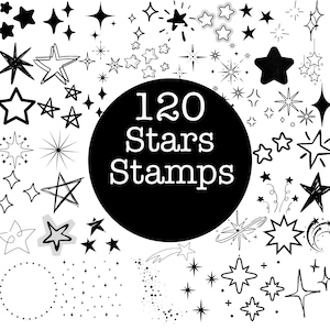 A large 1000+ Procreate Stamp Bundle collage showcasing multiple stamp sets including frames, wreaths, stars, mushrooms, flowers, banners, hearts, doodles, wildflower borders, lockets, fine-line florals, and postage stamps. Black and white digital stamp previews arranged around a bold central title. Ideal for artists, Procreate users, digital planners, and designers looking for a massive stamp collection.