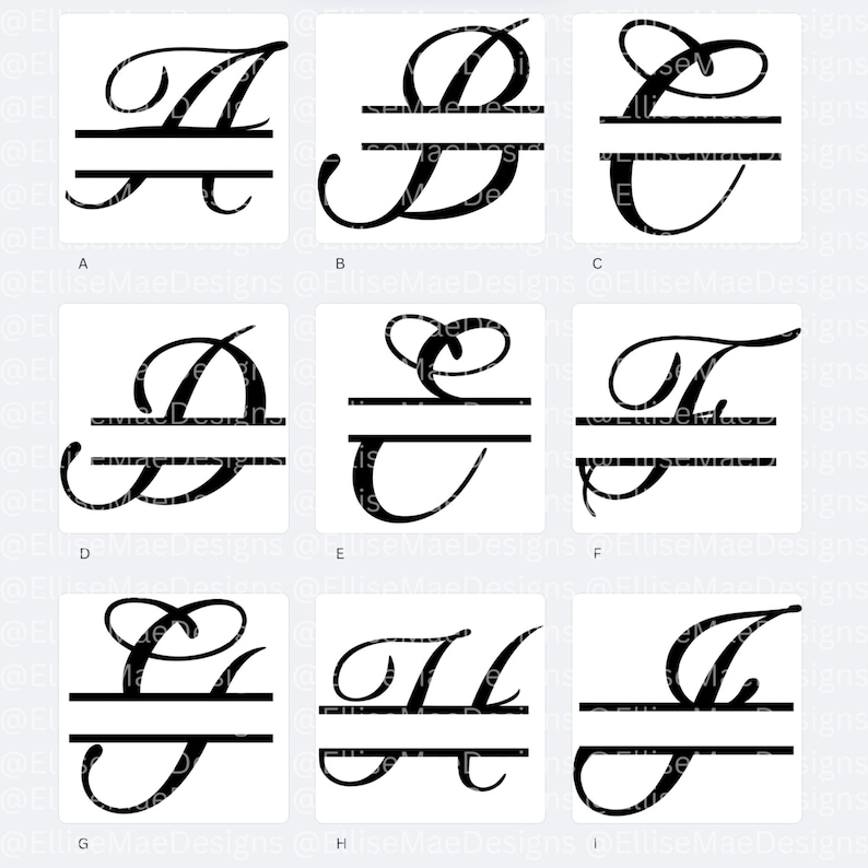 Split Monogram Alphabet SVG Cricut & Silhouette Cut Files - Etsy