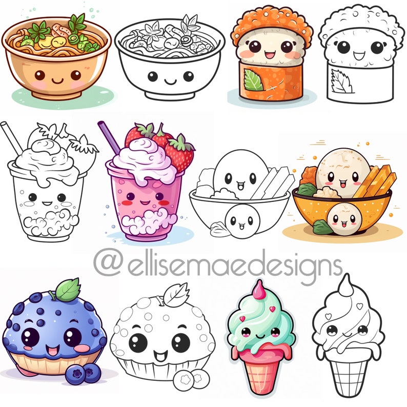100 Kawaii Food Procreate Brushes • Cute Anime Stamps (digital Download ...