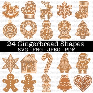 Könnte beinhalten: Eine Sammlung von 24 Lebkuchenformen in verschiedenen festlichen Designs, darunter ein Schaukelpferd, ein Fäustling, ein Rentier, ein Schneeflocke, ein Strumpf, ein Ornament, ein Kranz, ein Schneemann, eine Schneekugel, ein Weihnachtsbaum, ein Stern, ein Haus, eine Zuckerstange, ein Zwerg, ein Weihnachtsmann, ein Lebkuchenmann, eine Lebkuchenfrau, ein Elf, eine Glocke und ein Herz.