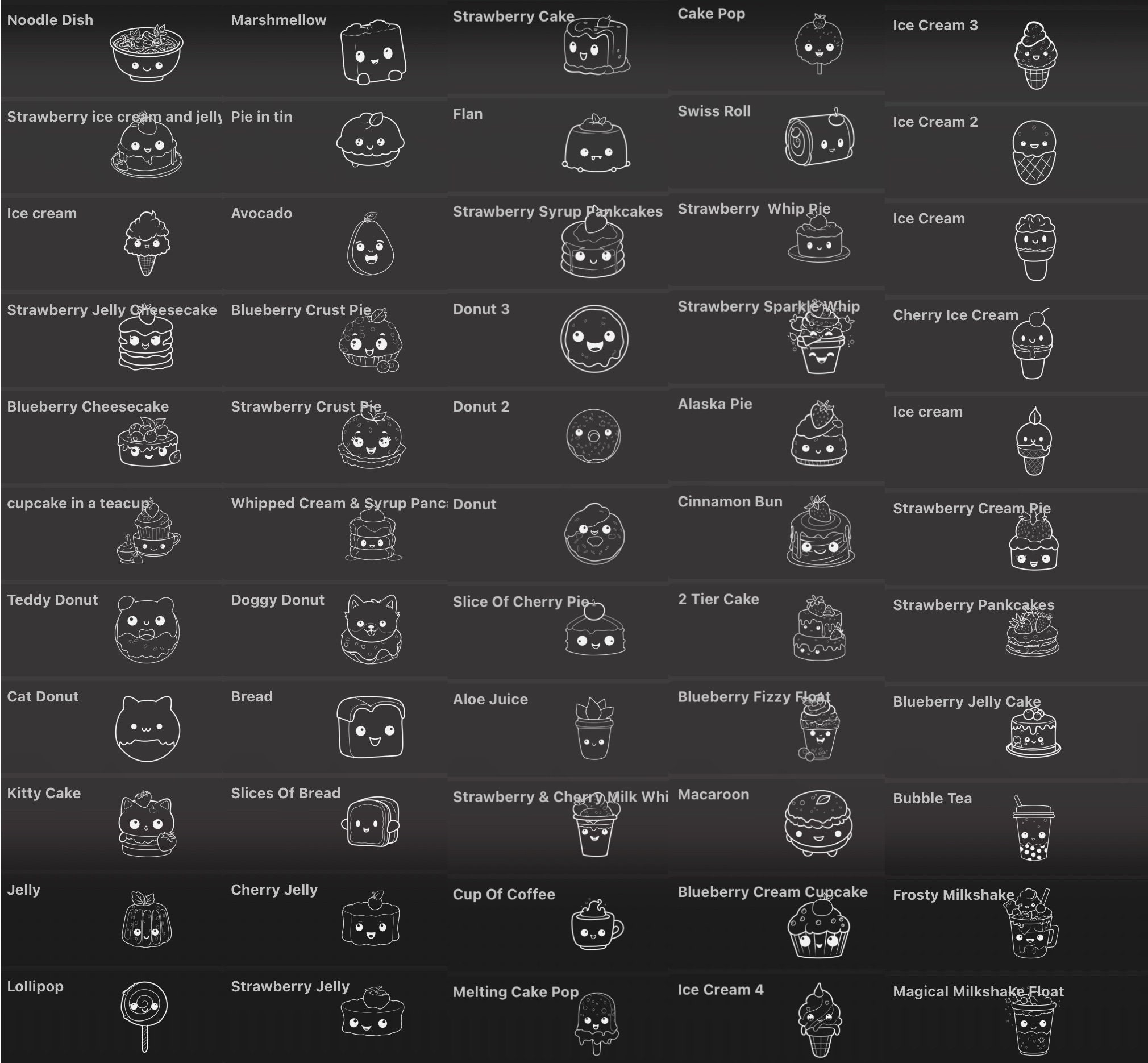 100 Kawaii Food Procreate Brushes • Cute Anime Stamps (digital Download ...