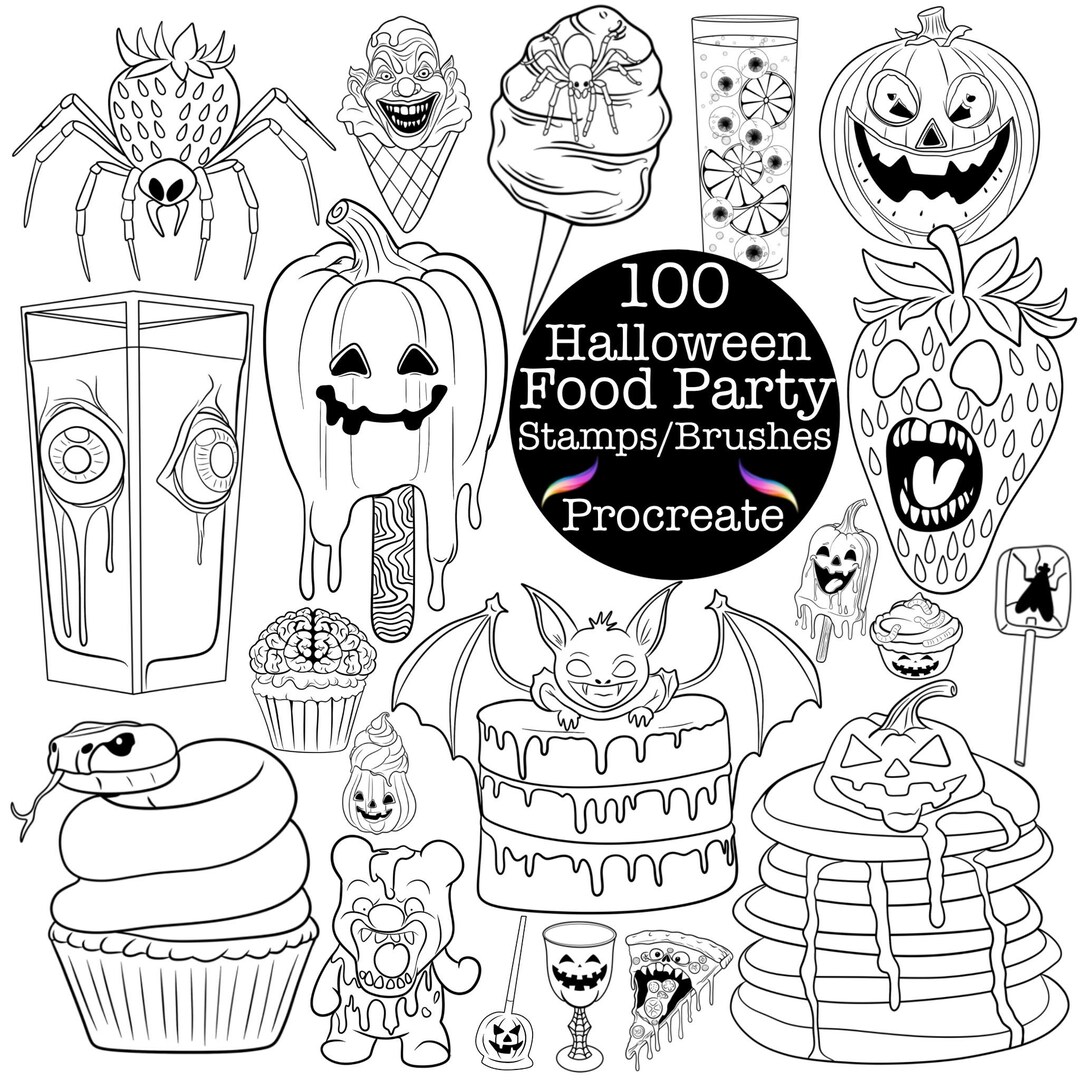 100 Halloween Food Procreate Brushes: Spooky Art Stamps (digital ...
