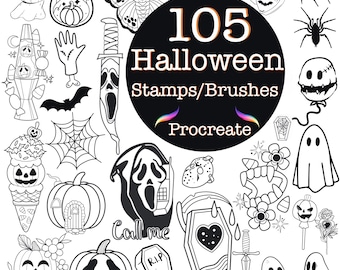 Kawaii Halloween Procreate Brush Set: Spooky Stamps (Digital Download)