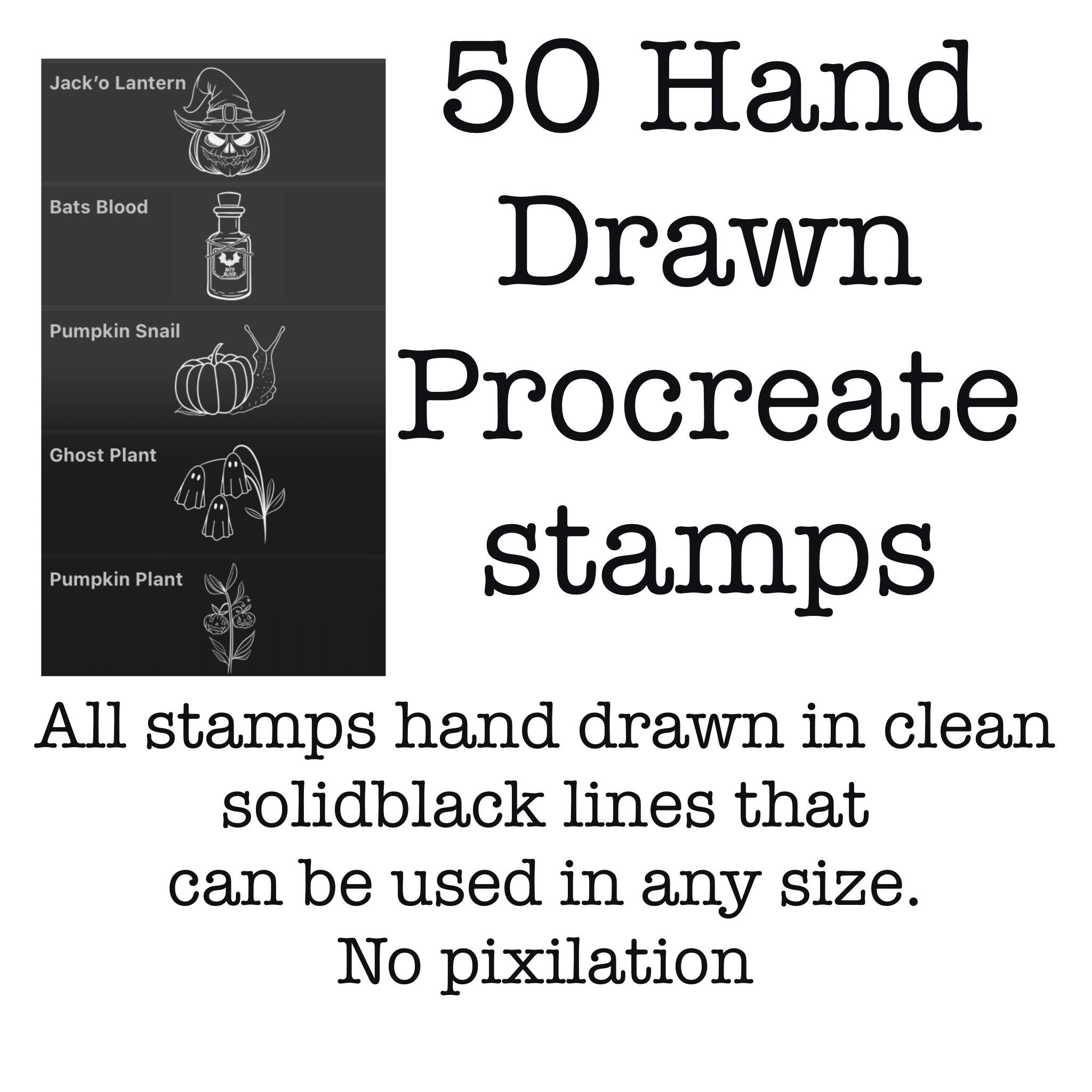 Procreate Brushes Stamps • Halloween Kawaii Art • Digital Download ...