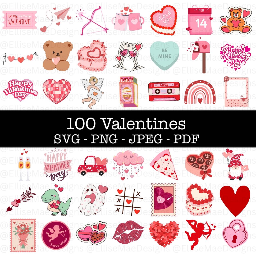 100 Valentine SVG Bundle | Retro Love Clipart (digital Download) - Etsy