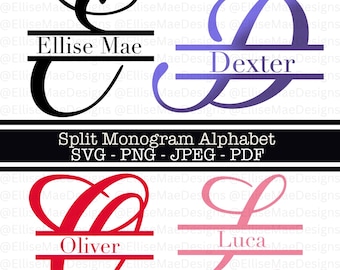 Split Monogram Alphabet SVG Cricut & Silhouette Cut Files