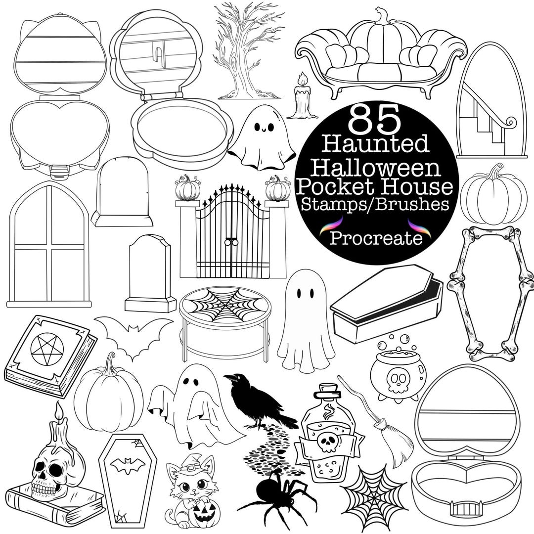 Halloween Haunted House Stamps and Brushes for Procreate - Etsy
