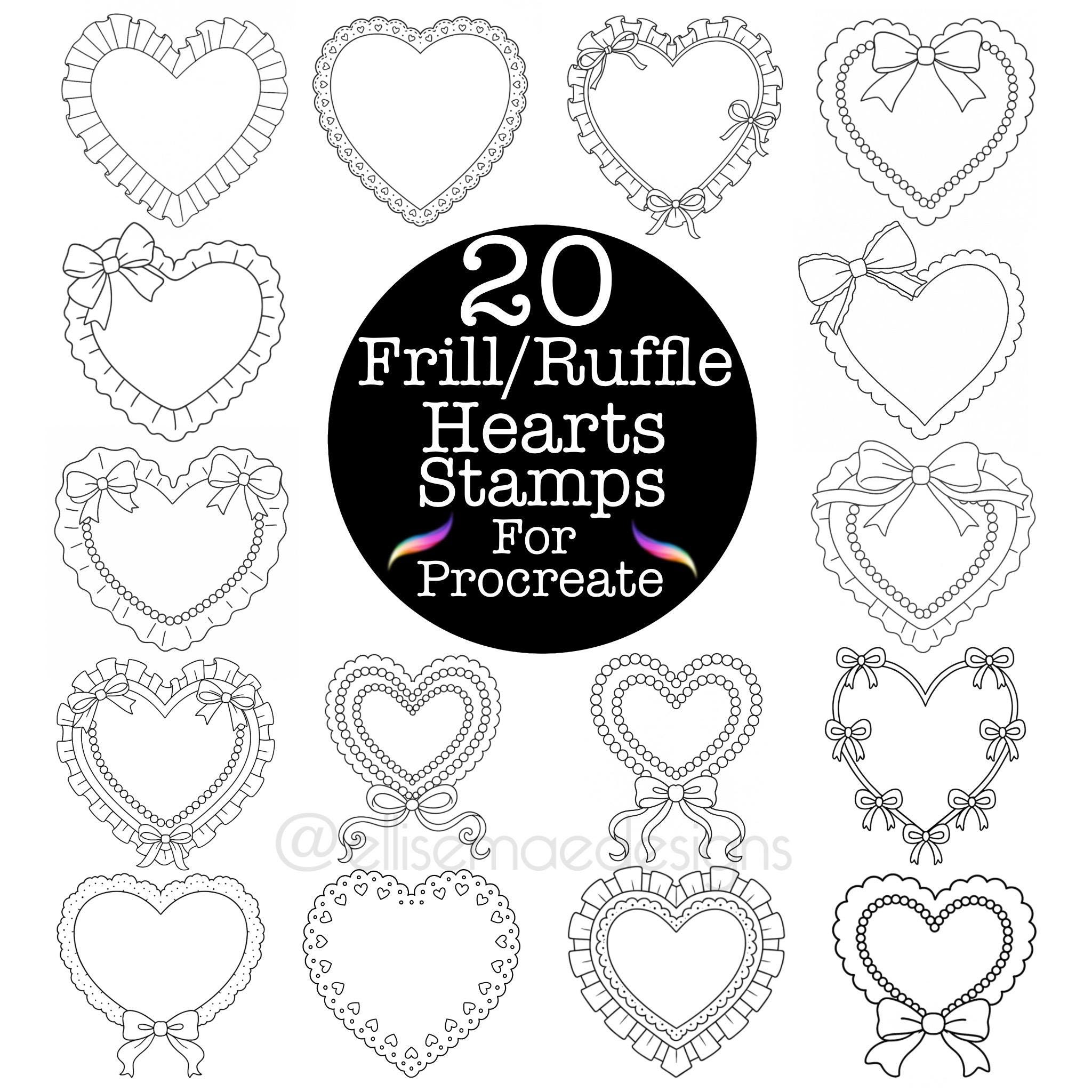 Frill Ruffle Heart Stamps for Procreate: Lace Clipart, Romantic Design  (digital Download) - Etsy, image size:2048x2048