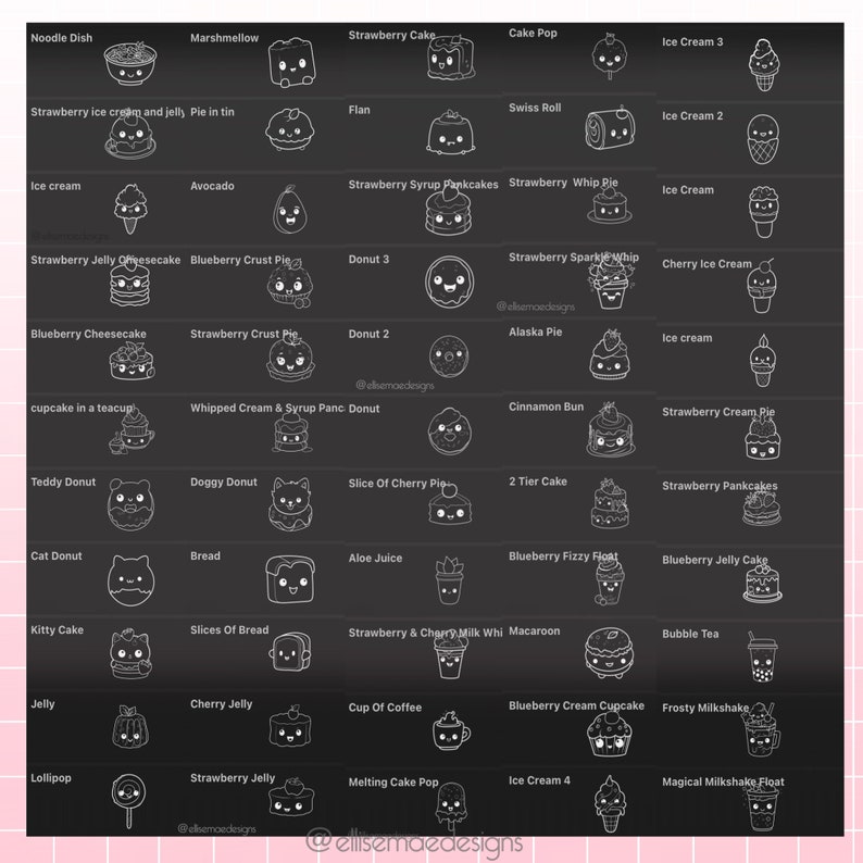 100 Kawaii Food Procreate Brushes • Cute Anime Stamps (digital Download ...