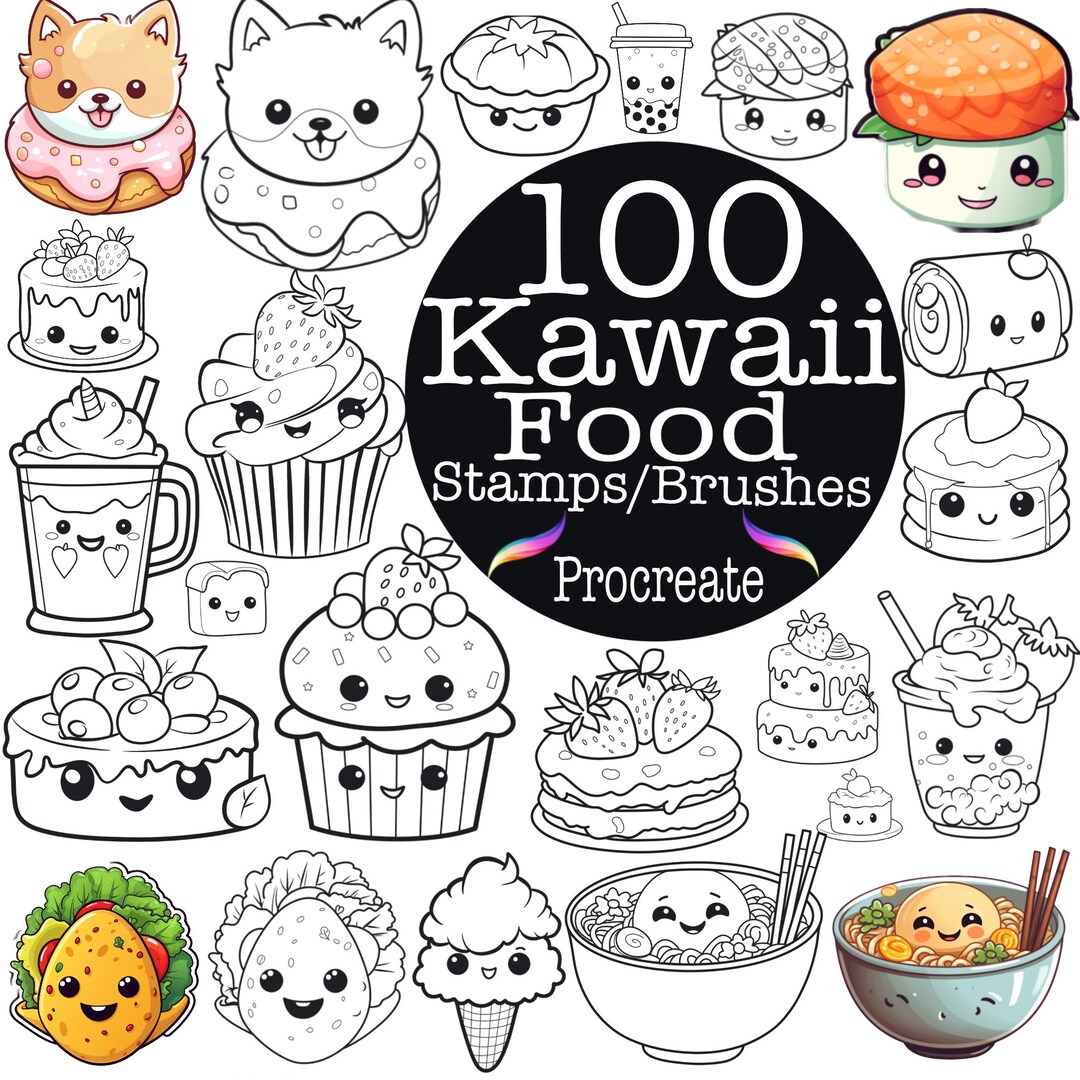 100 Kawaii Food Procreate Brushes • Cute Anime Stamps (digital Download ...