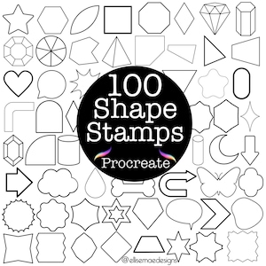 100 Basic Shapes Procreate Stamps: Doodles Brush Set (Digital Download)
