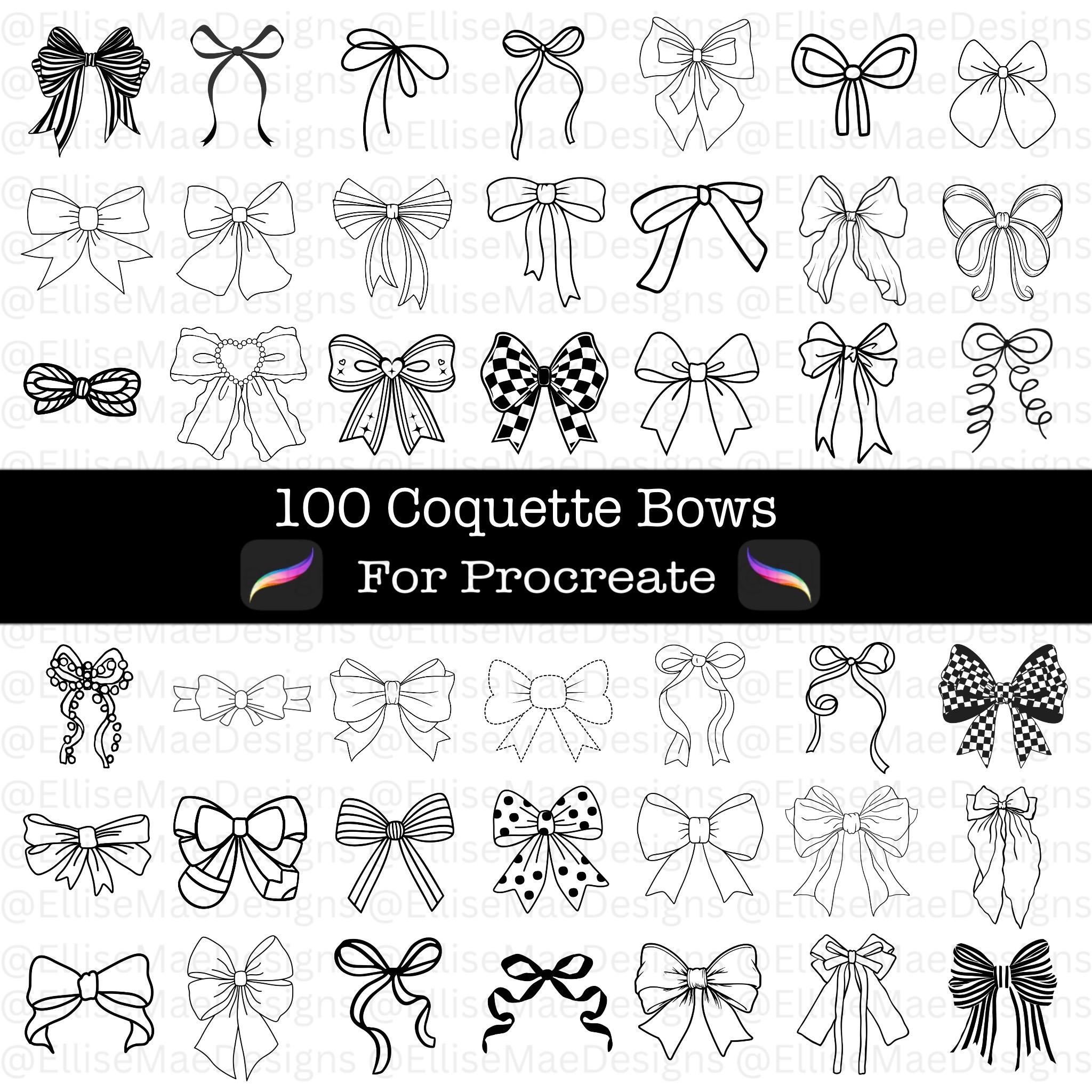 100 Coquette Bow Tattoo Stamps | Procreate Brush Set (digital Download ...