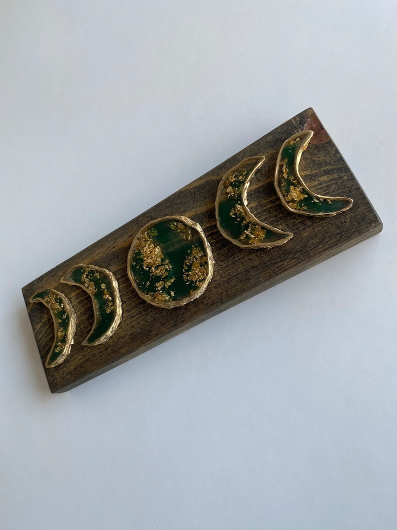 Green Moon Phase Decor • Moon Wood Wall Hanging Decor • Handmade Art - Etsy