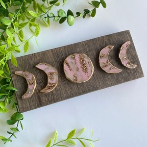 Pink moon phase decor • Handmade moon art • Moon decor gift •