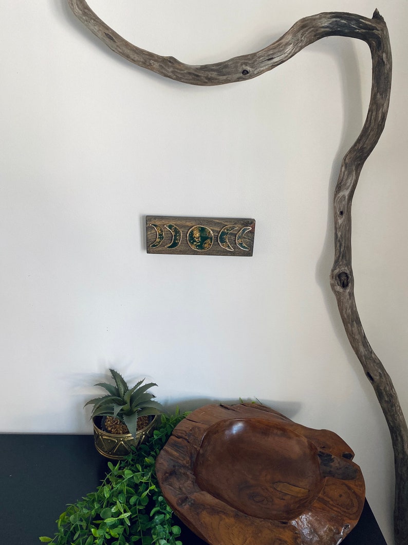 Green Moon Phase Decor • Moon Wood Wall Hanging Decor • Handmade Art - Etsy