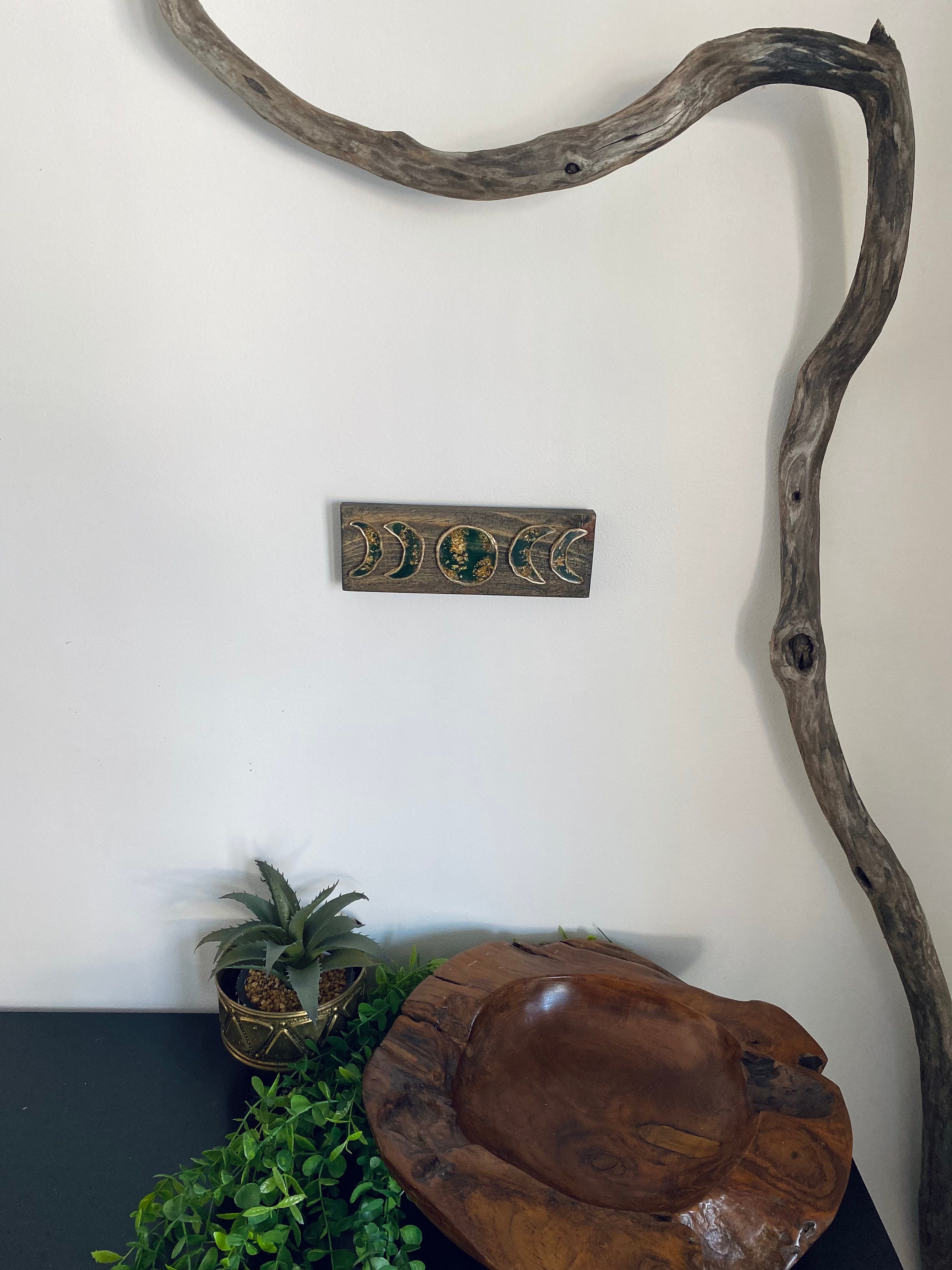 Green Moon Phase Decor • Moon Wood Wall Hanging Decor • Handmade Art - Etsy