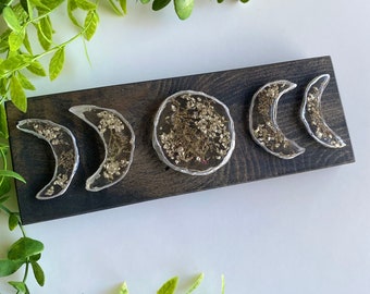 Botanical moon phase wall decor • Handmade moon art •