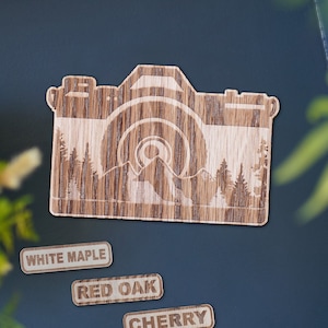 Holz Aufkleber | Holz Aufkleber | Kamera Aufkleber | Berg Sticker | Fotograf | Holz Aufkleber | Umweltfreundlicher Aufkleber | Nachhaltiges Geschenk | 7