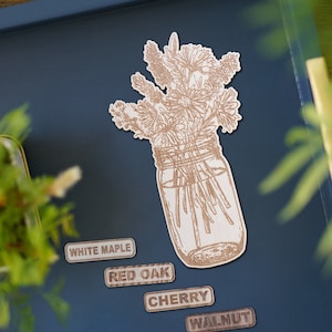 Blumen Aufkleber aus Holz | Holzsticker | Holz Aufkleber | Einmachglas | Umweltfreundlicher Aufkleber | Nachhaltiges Geschenk | Echtholz Geschenk | Outdoor Dekor | 8