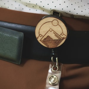 Geometric Mountains Badge Reel | Mountain Badge Reel | Geometric Badge Holder | Work Accessories | Custom ID Badge | Unique Work Badge | 30
