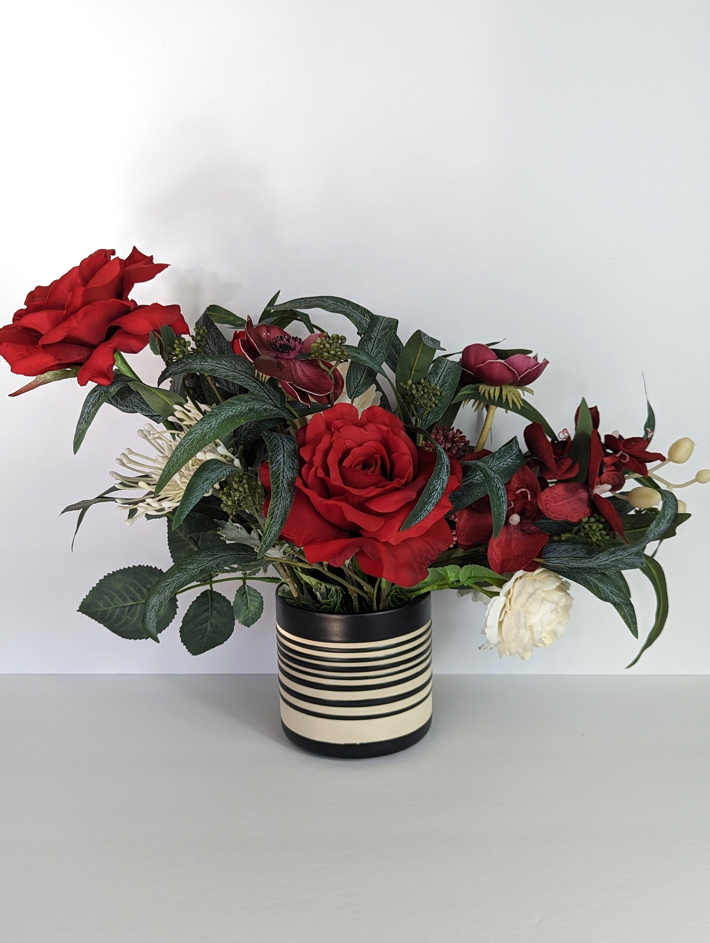 Contemporary Large Red Rose Silk Flower Arrangement 13 Etsy