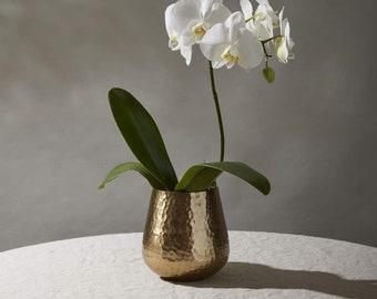 Gold Metal Pot| 5 Inch Hammered Planter | Gold Vase| Home Accents| Metal Pot