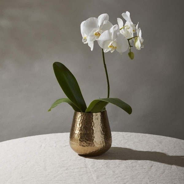 Gold Metal Pot| 5 Inch Hammered Planter | Gold Vase| Home Accents| Metal Pot