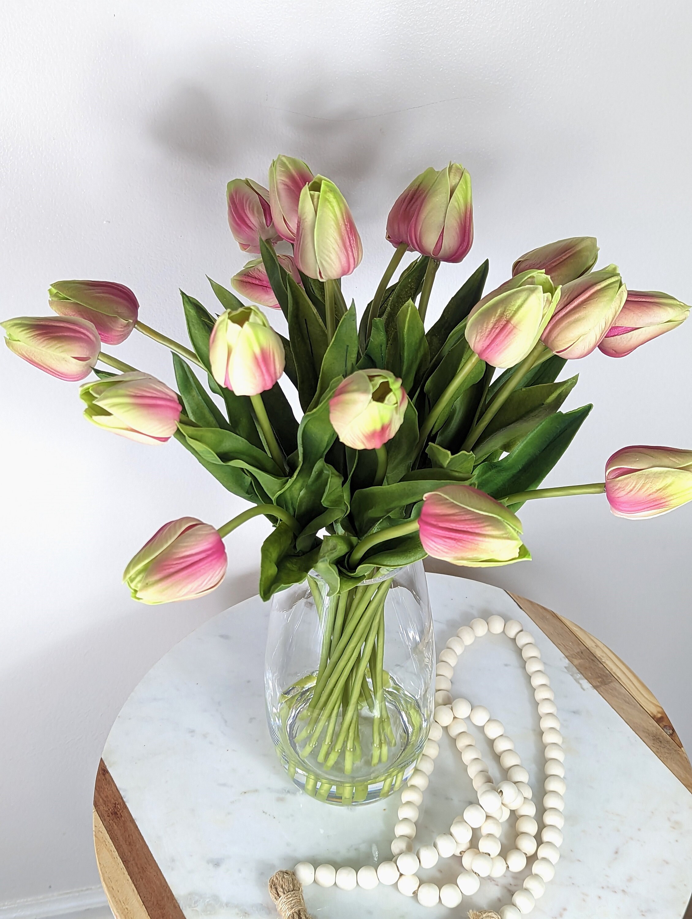 Pink Tulip Real Touch Flowers in Faux Water 19, Tulip Flower