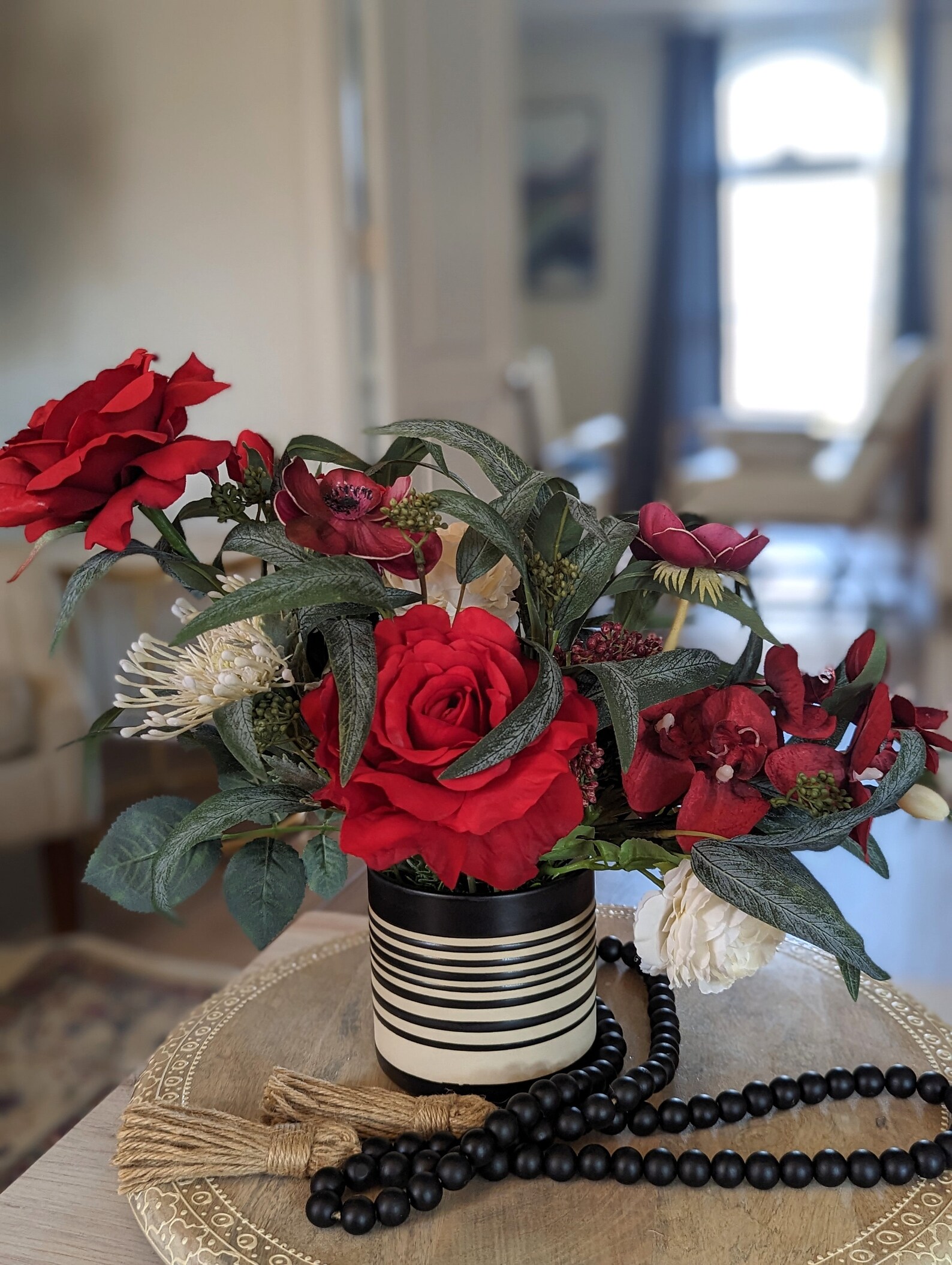 Contemporary Large Red Rose Silk Flower Arrangement 13 Etsy
