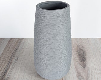 Grey Textured Ceramic Vase: Home Decor Accents