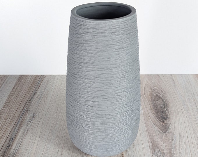 Grey Textured Ceramic Vase: Home Decor Accents