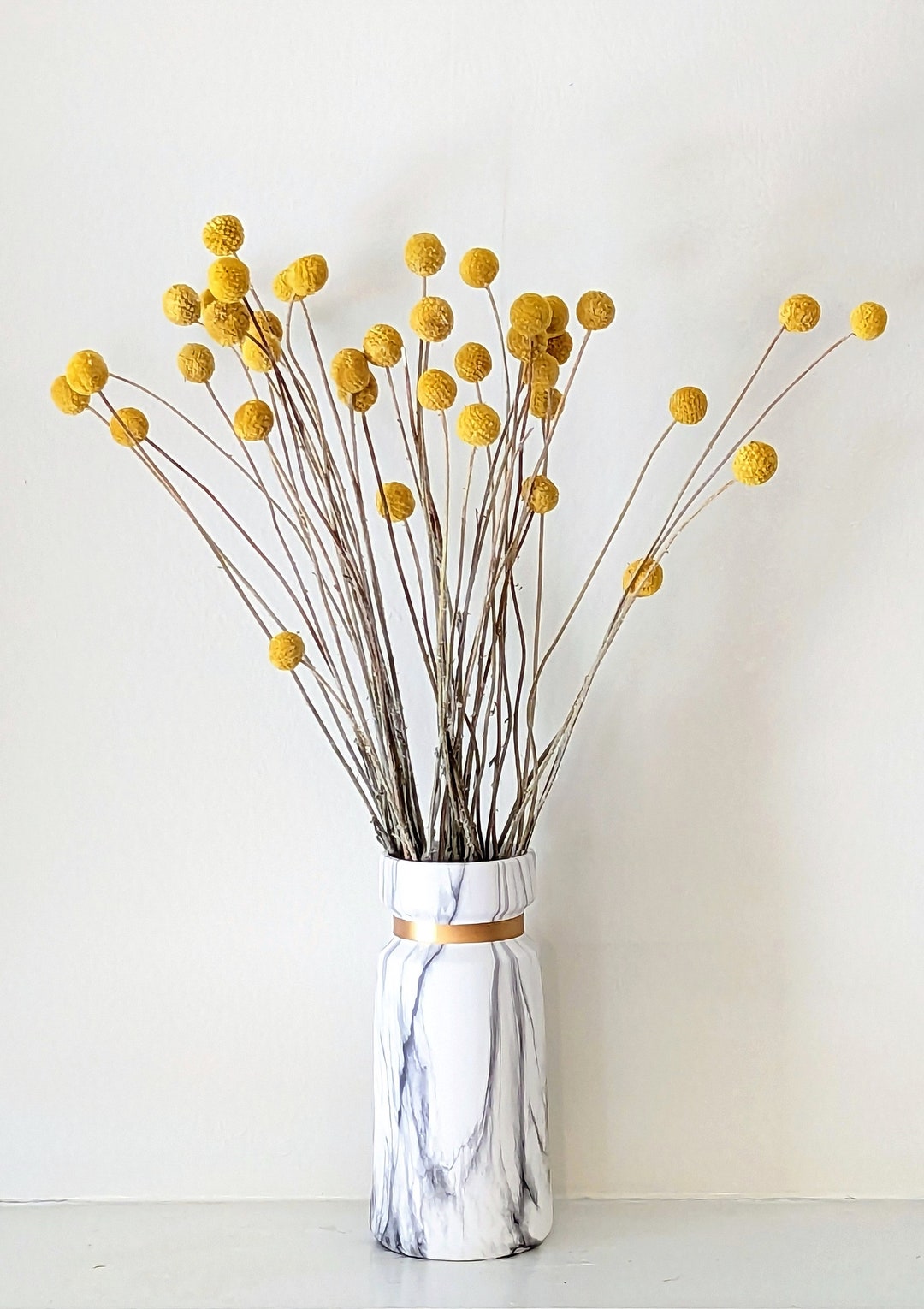 Dried Flower Arrangement, Yellow Craspedia Flowers, Billy Buttons