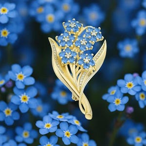 Forget‑Me‑Not Gold Plated Brooch – Welsh Jewellery Gift