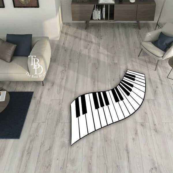 Music Lovers Rug|Gift For Music Lovers|Piano Keys Shaped Rug|Pianist Keys Mat|Musical Instrument Carpet|Music Studio Decor|Studio Gift Rug