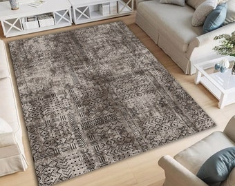 Nordic Scandinavian Rug, Scandinavian decor, Contemporary Rug, Scandinavian Rectangle Area Rug, Anti-Slip Black Geometric Living Room Carpet