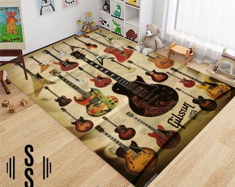 Electro guitar Rug, 80/90s Electro guitar Rug, Rockn Roll Rug, Music Themed Carpet, Instrument , Musician Rug, Buy 1, get 1 for free