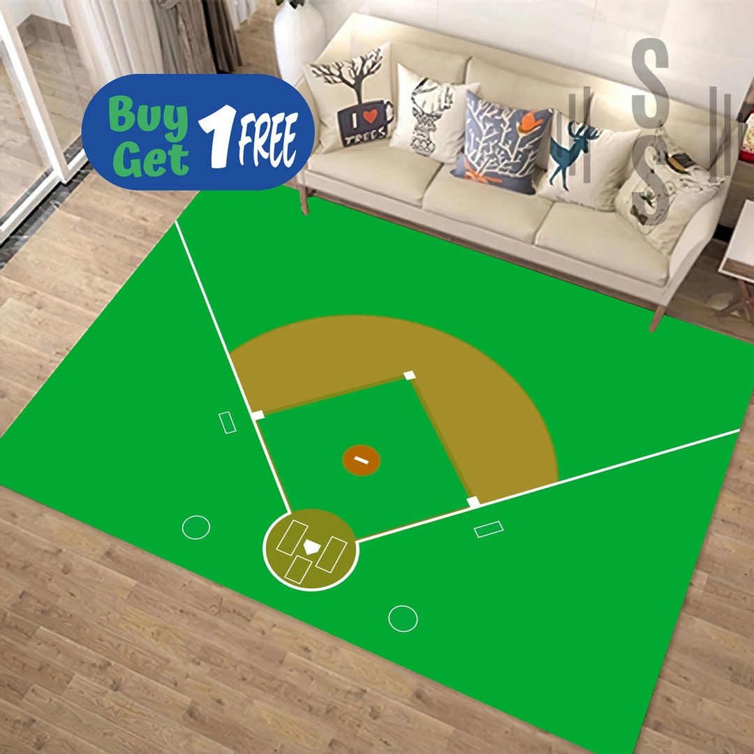 Baseball Field Rug, Baseball Ball, Sports Rug, Baseball Gifts, Boy Room Rug, Home Decor Rug