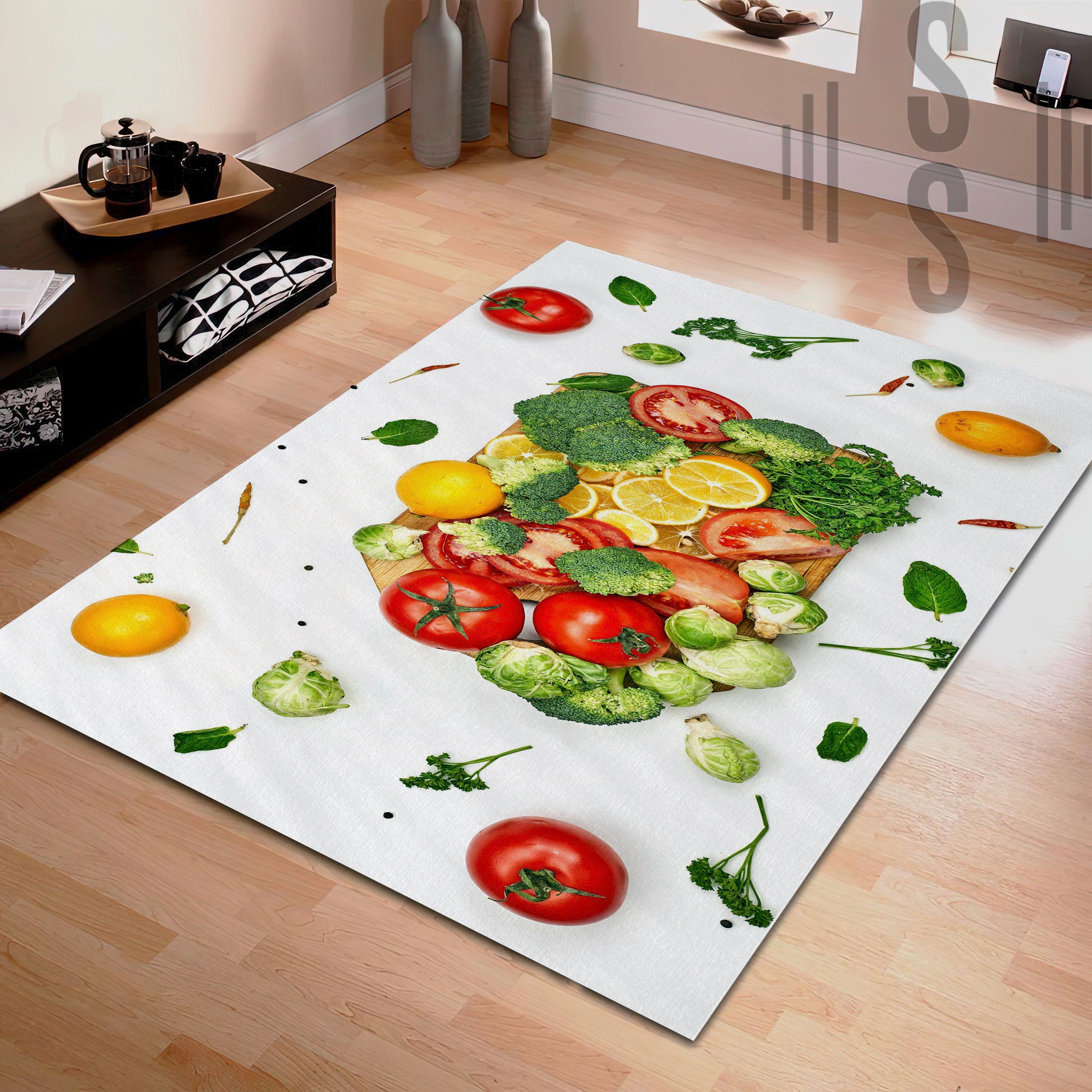 Kitchen Rug Fruits and Vegetables Rug Kitchen Machine Etsy