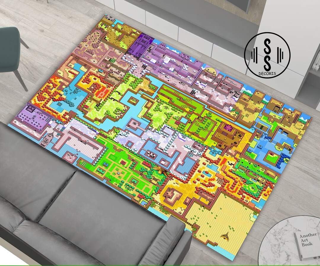 Legend of Zelda Map Rug Zelda Floor Area Rug Zelda Carpet Etsy