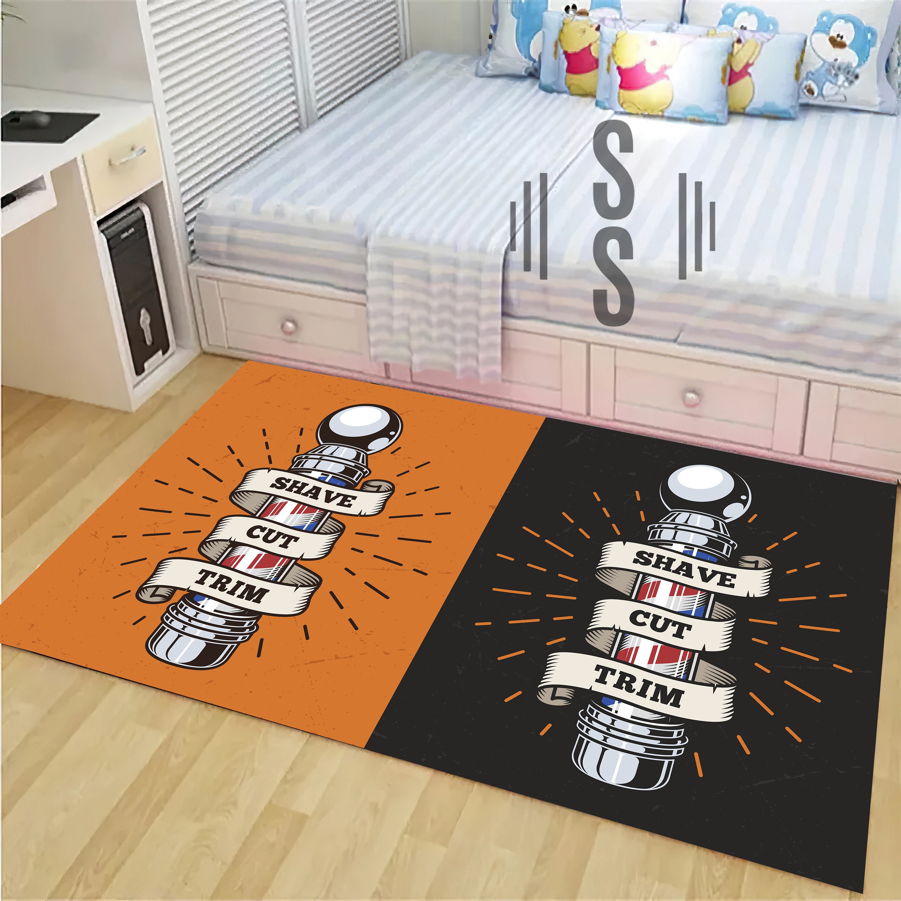 Shave Cut Trim Rug Barber Rug Barber Shop Entrance Carpet Etsy