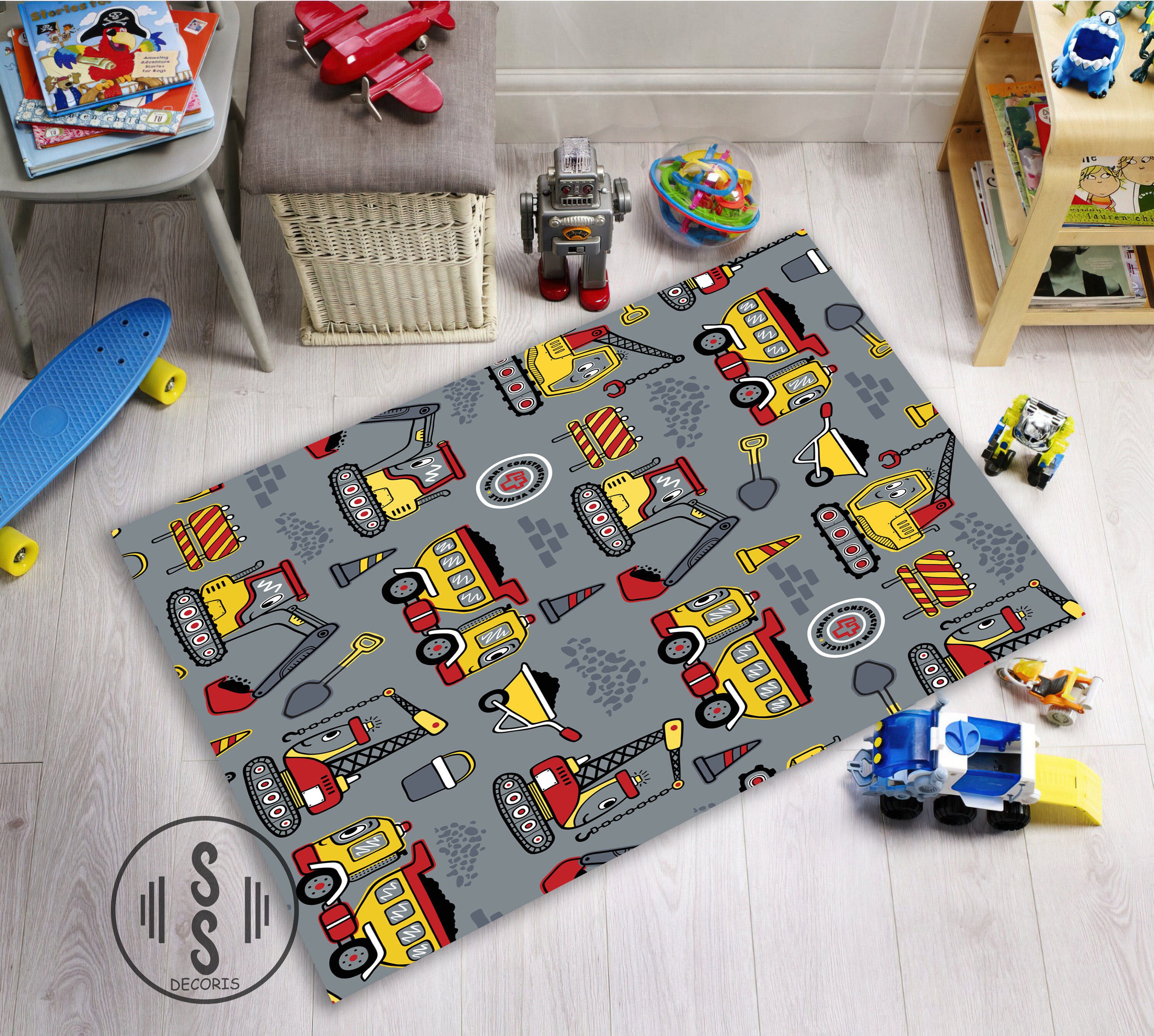 Construction Rug Construction Modern Nursery Decor Etsy