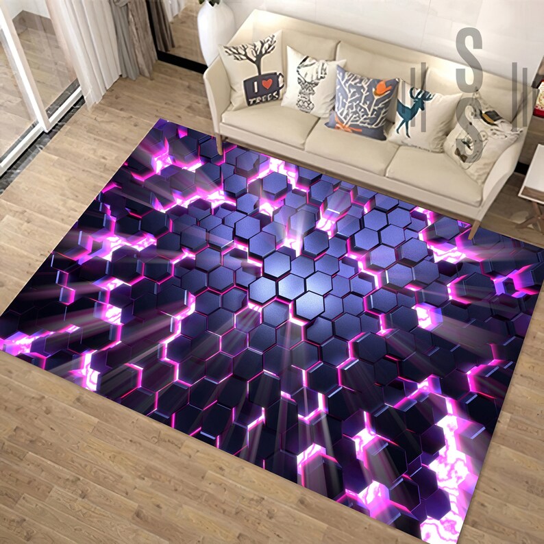 Cool Neon Rug Gaming Decor Esport Rug Game Room Rug Gamer Etsy