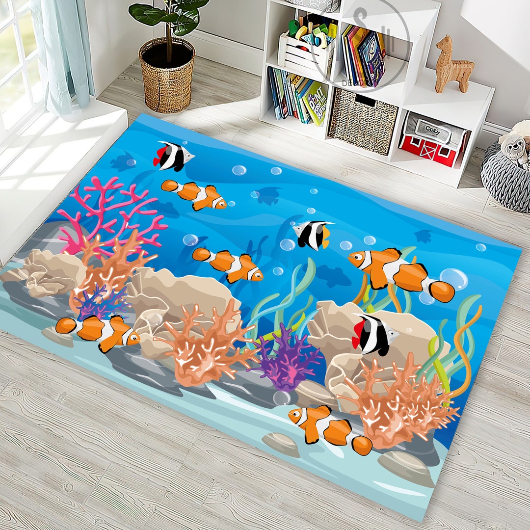 Kids Room Decor Carpet Fish Rug Aquarium Fish Sea Rug Etsy UK