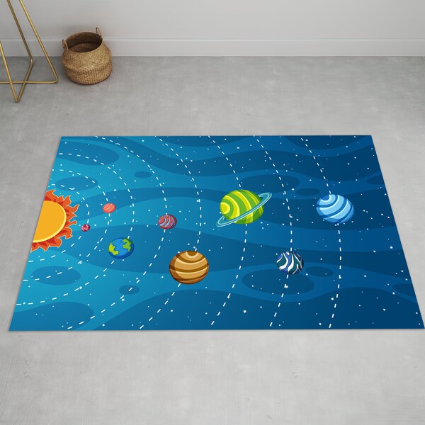 Chideren's Play Mat, Kids Room Rug, Solar System Education Carpet, Sun and Planets Carpet, Space Home Decor, Kids Room Gifts, Gift For Son