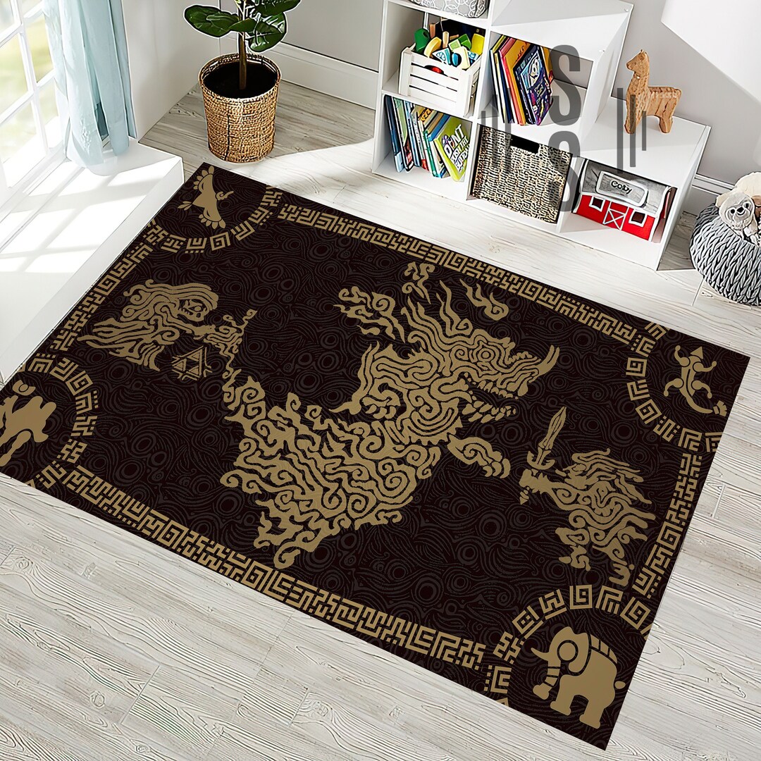 Zelda Map Rug, Map Rug, Vintage Rug, Game Map Rug, Map Decor, Legend of