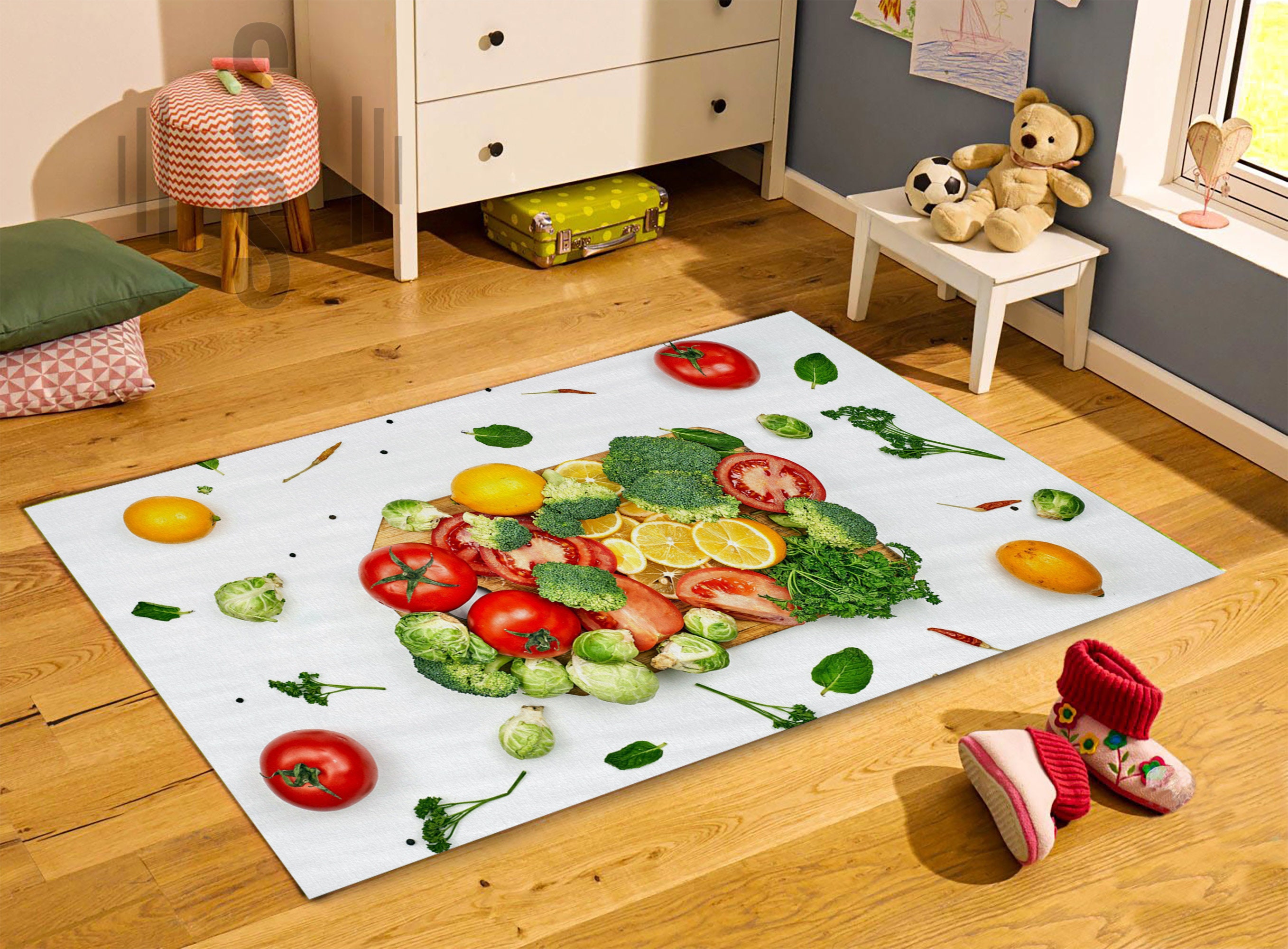 Kitchen Rug Fruits and Vegetables Rug Kitchen Machine Etsy