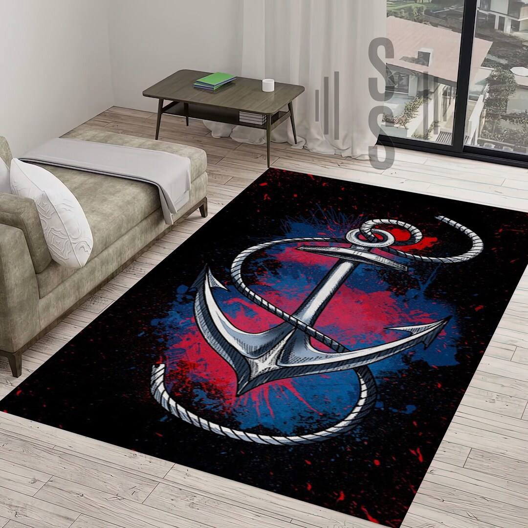 Nautical Sea Anchor Rug Yacht Rug Ship Anchor Nautical Etsy