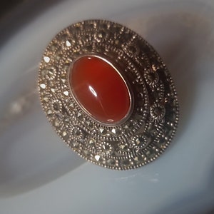 Silver Carnelian Cocktail - Art Deco Style Vintage Silver Carnelian Cocktail Cocktail - Vintage Silver Jewelry UK