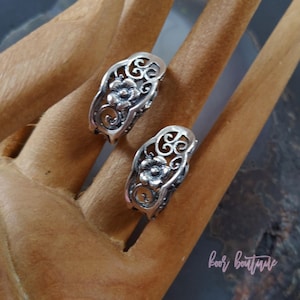 Silver Stud Earrings for Women // Vintage Silver Floral Earrings // Art Nouveau Style Silver Jewelry UK